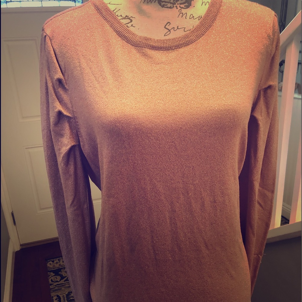 Puff sleeve rose gold sweater
